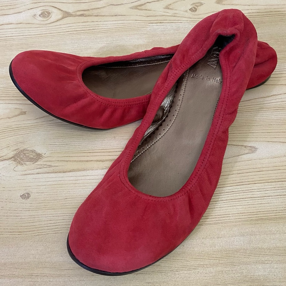 J Crew Red Ballerina Flats 8 M Womens Shoes Made in Italy